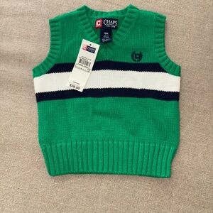 NWT Vintage Chaps Emerald Knit Vest with Navy and White Stripes